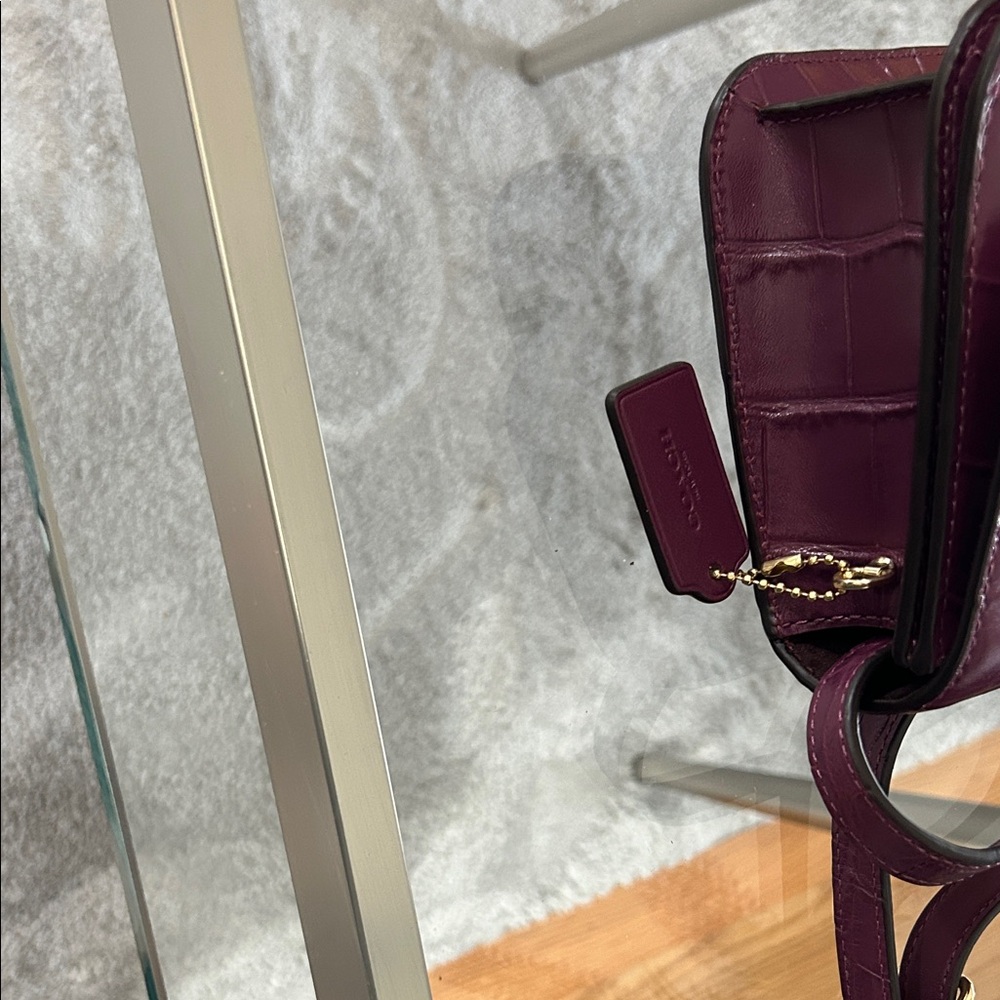 Coach Plum Croc-Embossed Crossbody Bag - Picture 2 of 14